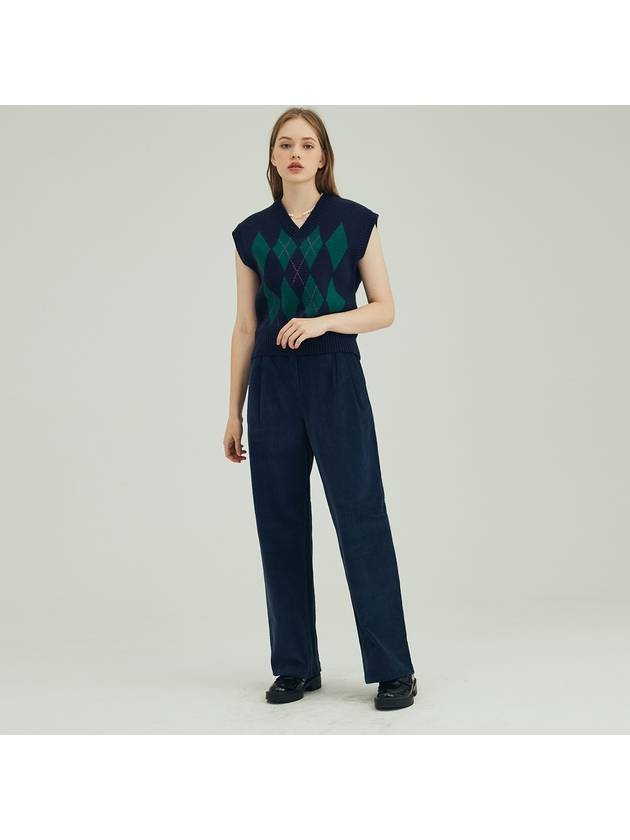 Argyle Merino Wool Vest Navy - OPENING SUNSHINE - BALAAN 4