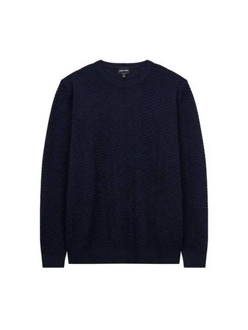 Men s Zigzag Pattern Wool Sweater Navy - GIORGIO ARMANI - BALAAN 1