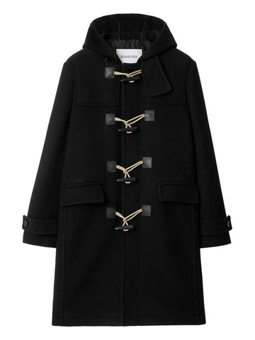 Wool Duffel Coat Black - BURBERRY - BALAAN 1