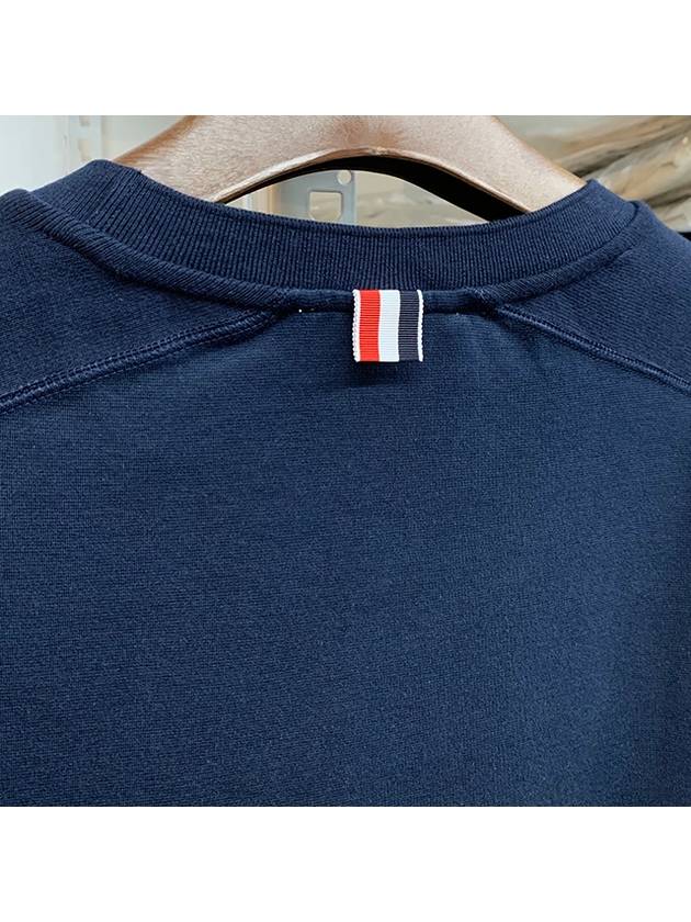 4-Bar Striped Cotton Long Sleeve T-Shirt Navy - THOM BROWNE - BALAAN 8