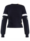 Logo Wool Long Sleeve T-Shirt Navy - GUCCI - BALAAN 2