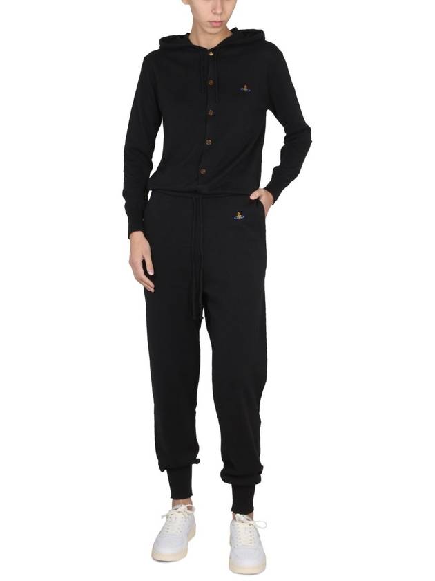 Women's Embroidered Logo Cashmere Blend Track Pants Black - VIVIENNE WESTWOOD - BALAAN 3