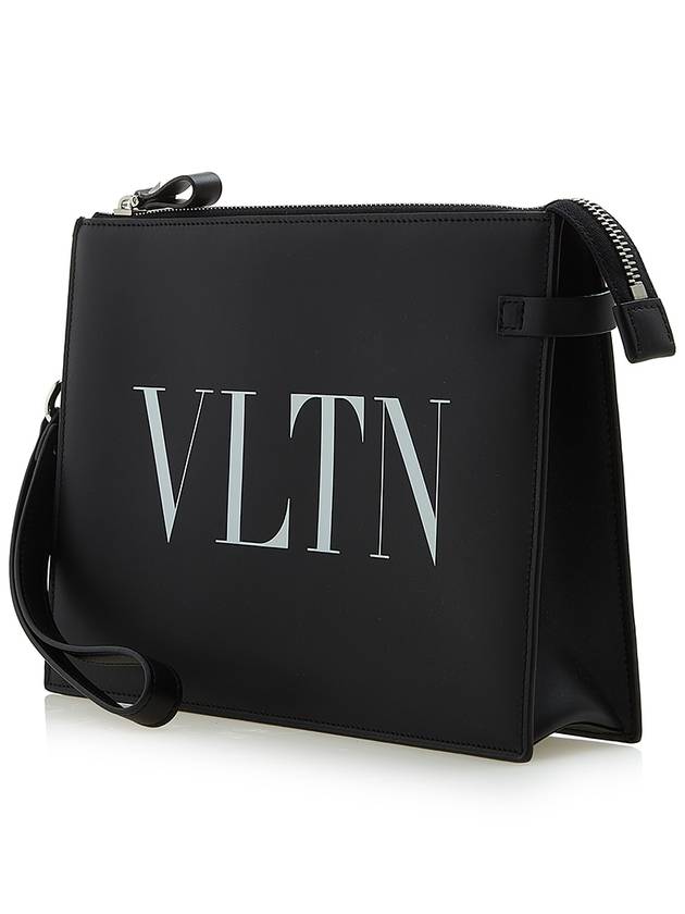 Logo Leather Clutch Bag Black - VALENTINO - BALAAN 3