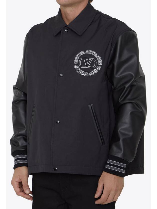 V Logo Nylon Bomber Jacket Black - VALENTINO - BALAAN 3