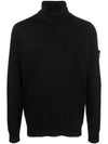 Wappen Patch Virgin Wool Turtleneck Black - STONE ISLAND - BALAAN 2