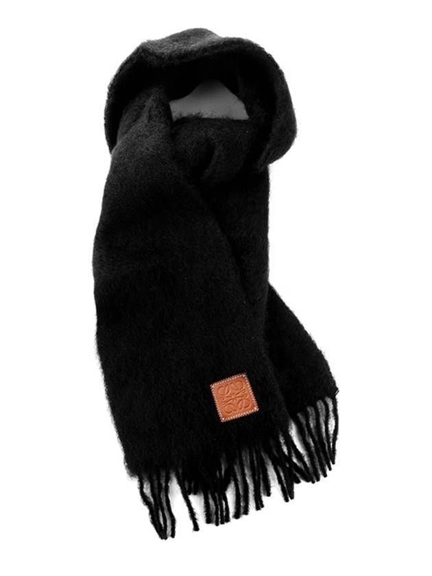 Anagram Fringe Mohair Scarf Black - LOEWE - BALAAN 1