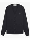 Bold Fox Head Patch V Neck Wool Cardigan Black - MAISON KITSUNE - BALAAN 2