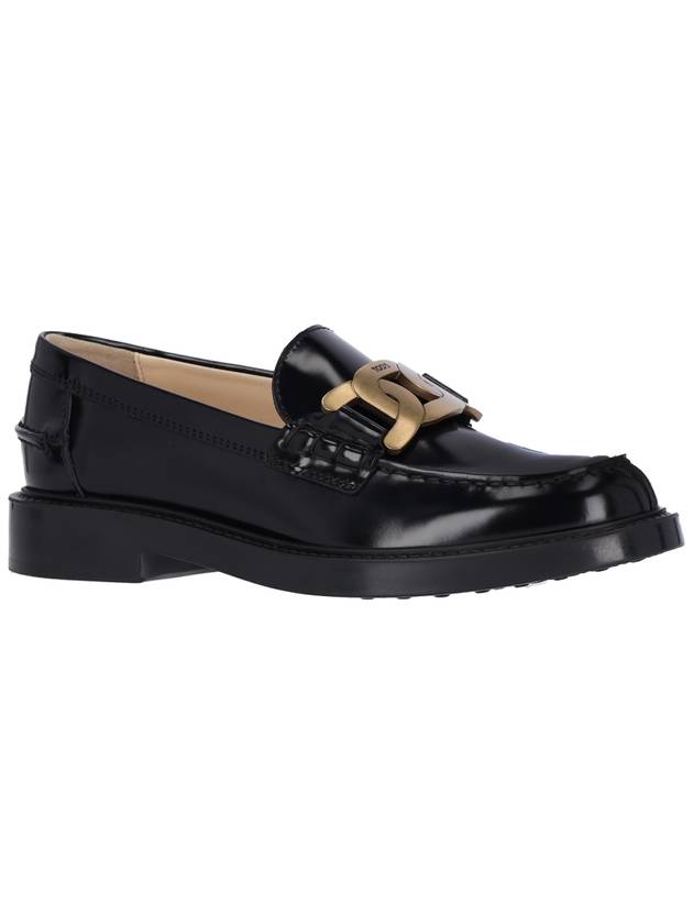 Brushed Leather Chain Loafers Black - TOD'S - BALAAN 3