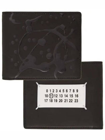 Numbering Stitch Paint Leather Half Wallet Black - MAISON MARGIELA - BALAAN 2