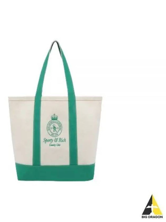Crown Logo XL Tote Bag NaturalVerde BA001S405CN - SPORTY & RICH - BALAAN 1