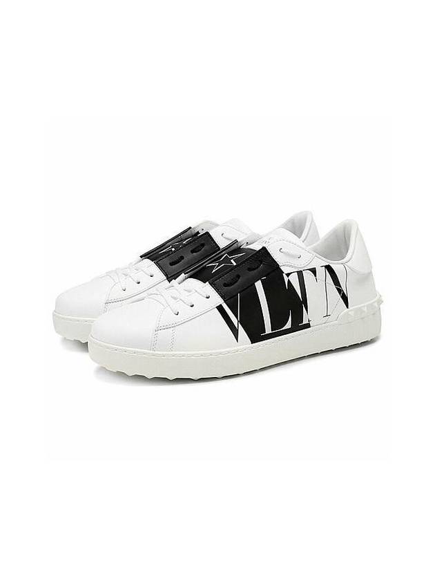 Men's Open Hidden Logo Star Leather Low Top Sneakers White - VALENTINO - BALAAN 3