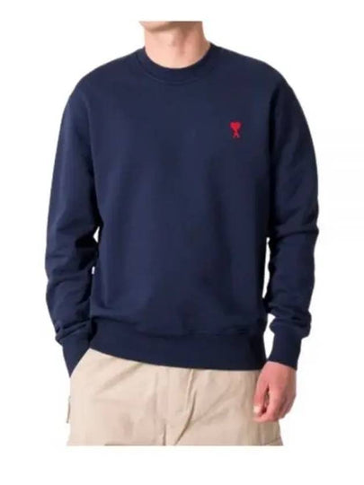 Small Heart Logo Sweatshirt Navy - AMI - BALAAN 2