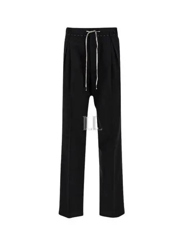 Drawstring Cotton High Waist Pants Black - MAISON MARGIELA - BALAAN 2