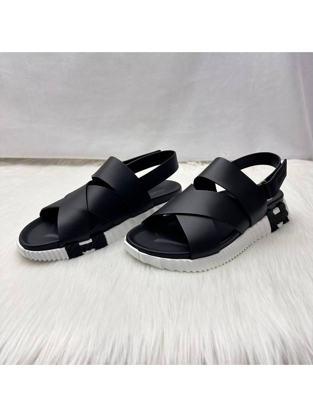 24 Years Men s Bouncing Sandals Leather 42 5 Slippers Black - HERMES - BALAAN 7