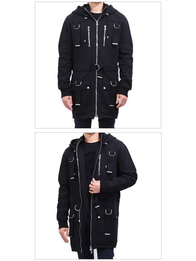 Cotton Hooded Long Parka Black - BALMAIN - BALAAN 3