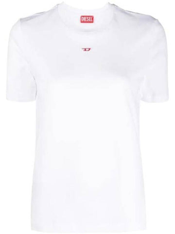 T Leg D Regular Fit Cotton Short Sleeve T-Shirt White - DIESEL - BALAAN 1