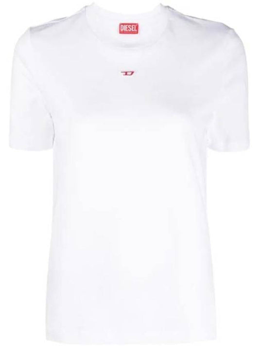 T Leg D Regular Fit Cotton Short Sleeve T-Shirt White - DIESEL - BALAAN.