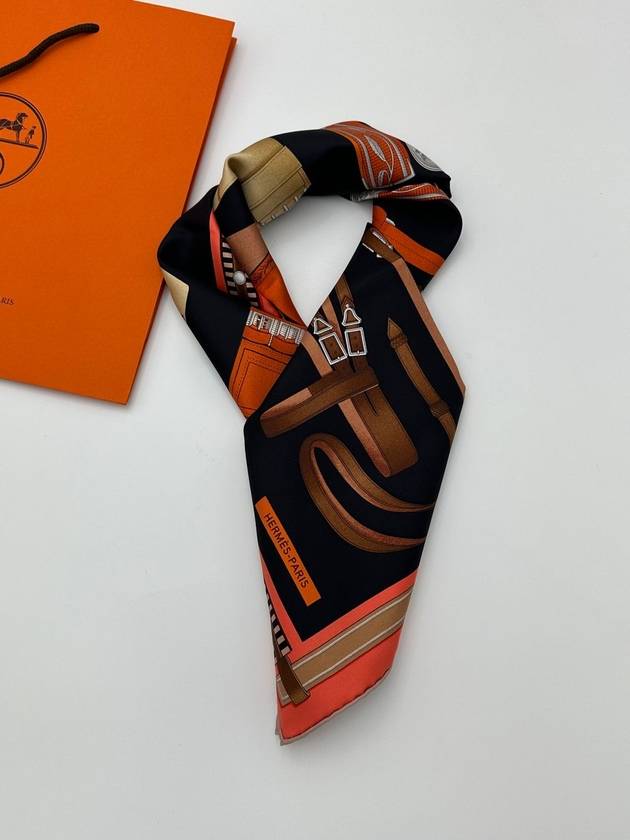 Scarf Carre 90 Silk Letter Black Orange H004039S - HERMES - BALAAN 5