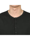 Men's Henry Neck Cotton Short Sleeve T-Shirt Black - TEN C - BALAAN 7