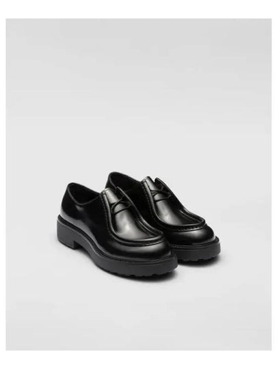 Diapason Opaque Lace-Up Brushed Leather Derby Black - PRADA - BALAAN 2