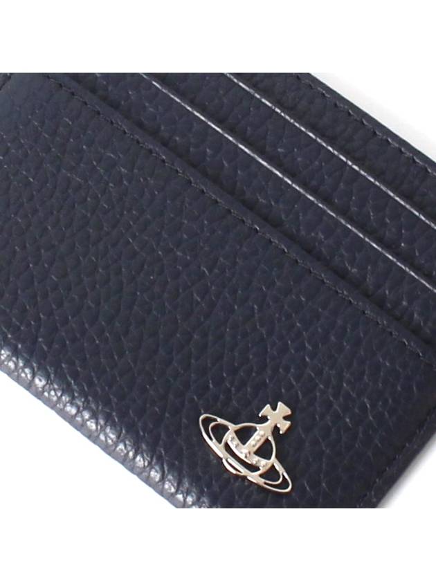 Grain Leather Slim Card Wallet Dark Green Blue - VIVIENNE WESTWOOD - BALAAN 5