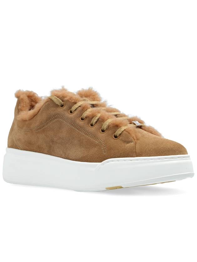 T maxi teddy suede low top sneakers camel - MAX MARA - BALAAN 5