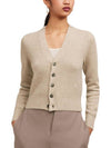 Embroidered Heart Logo Cashmere Cardigan Champagne - AMI - BALAAN 4