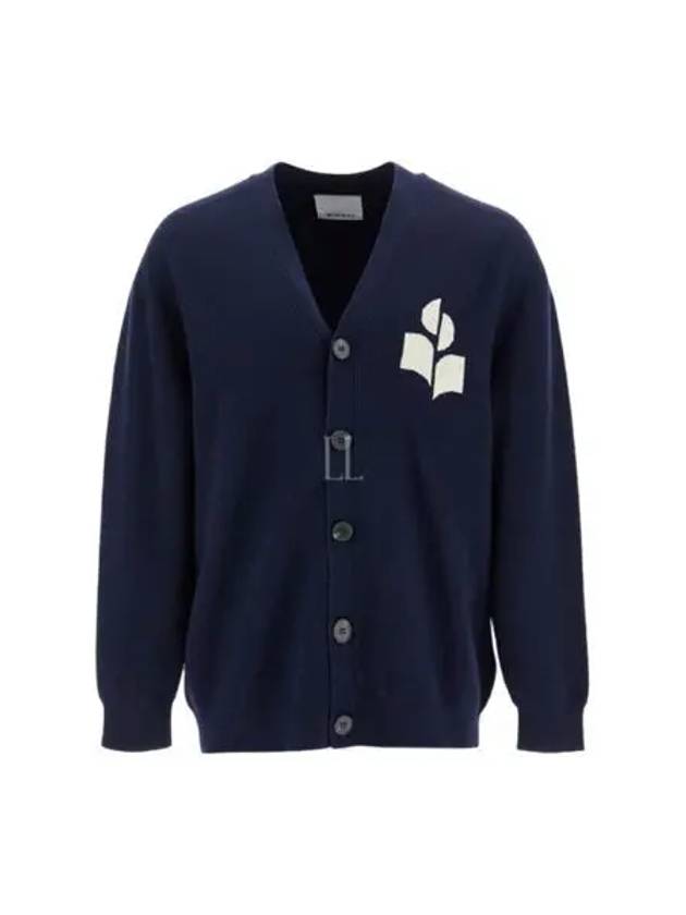 Curtis Logo Intarsia Knitted Cardigan Midnight - ISABEL MARANT - BALAAN 2