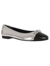 Metallic Effect Leather Cap Toe Ballet Flat Silver - TORY BURCH - BALAAN 3