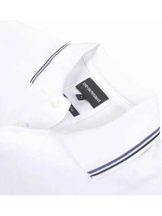 Slim Fit Cotton PK Shirt White - EMPORIO ARMANI - BALAAN 4