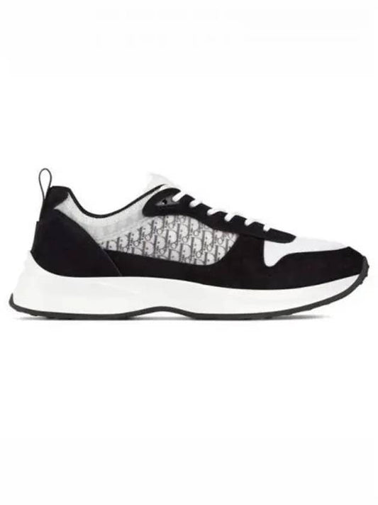 Oblique suede mesh runner s sneakers black white shoes 270580 - DIOR - BALAAN 1