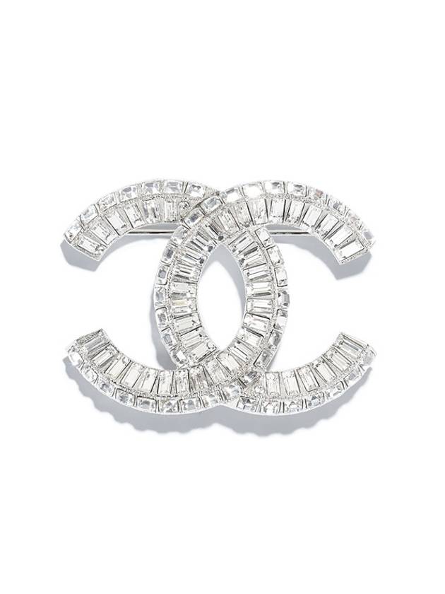 CC Strass Crystal Brooch Silver - CHANEL - BALAAN 1