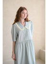 Kaisienne puff sleeve pintuck frill dress_sky blue - CAHIERS - BALAAN 7