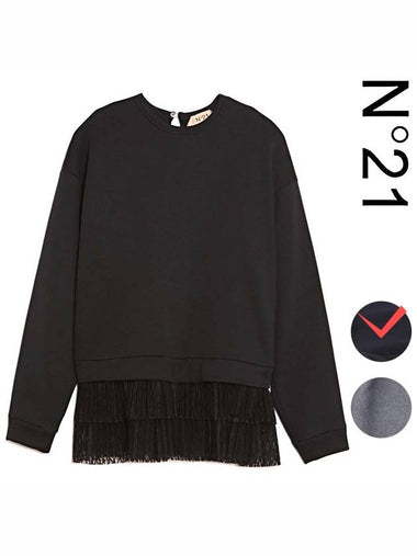 E041 4014 9000 Women s Lace Black Sweatshirt - Nº 21 - BALAAN 1