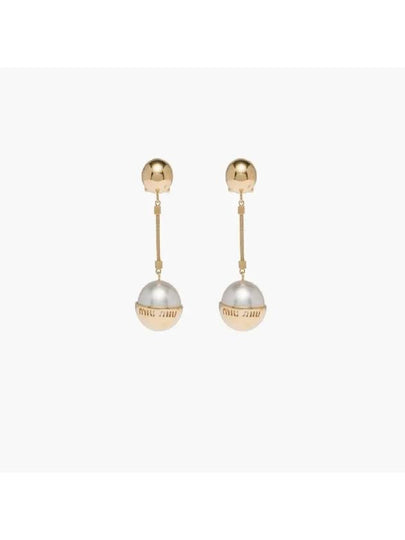 Metal Pearl Earrings Gold - MIU MIU - BALAAN 2