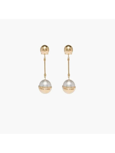 Metal Pearl Earrings Gold - MIU MIU - BALAAN 1