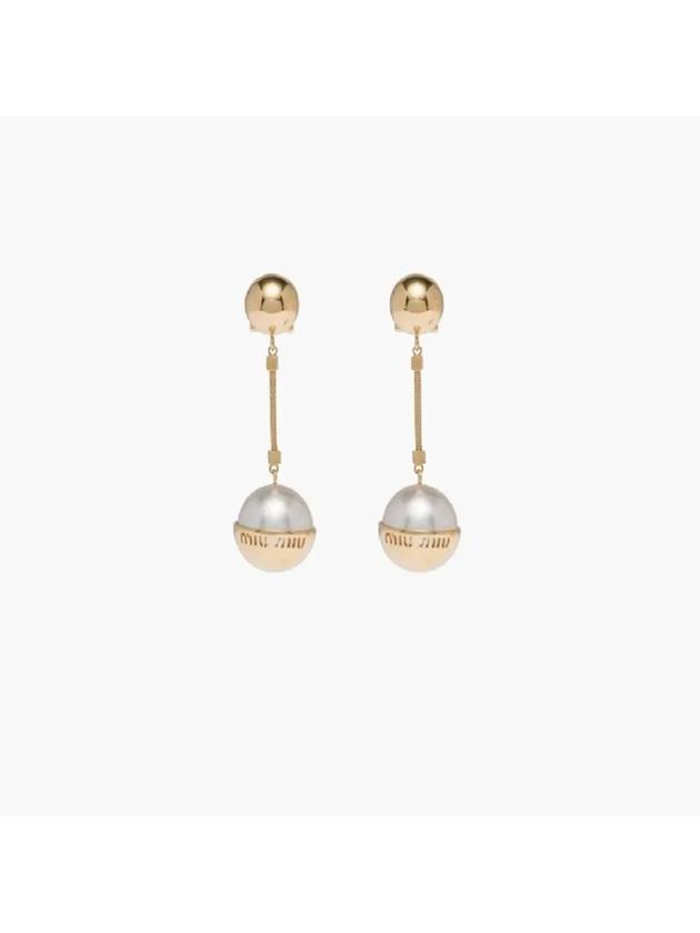 Metal Pearl Earrings Gold - MIU MIU - BALAAN 2