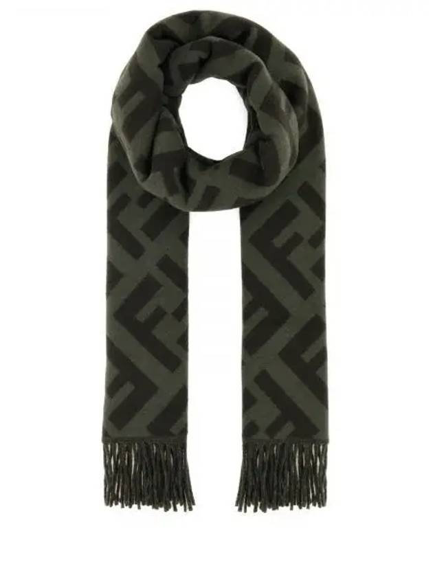 FF Motif Fringe Cashmere Scarf Green - FENDI - BALAAN 2