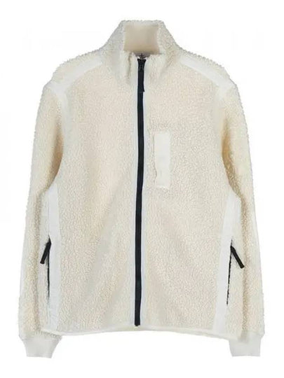 Embroidered Logo Furry Wool Zip-up Jacket Ivory - STONE ISLAND - BALAAN 2