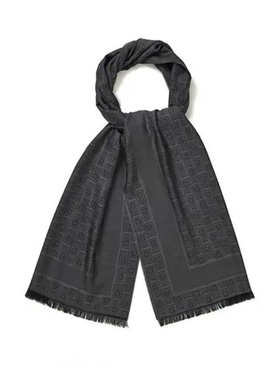 Monogram Jacquard Stole Muffler Black - SALVATORE FERRAGAMO - BALAAN 2