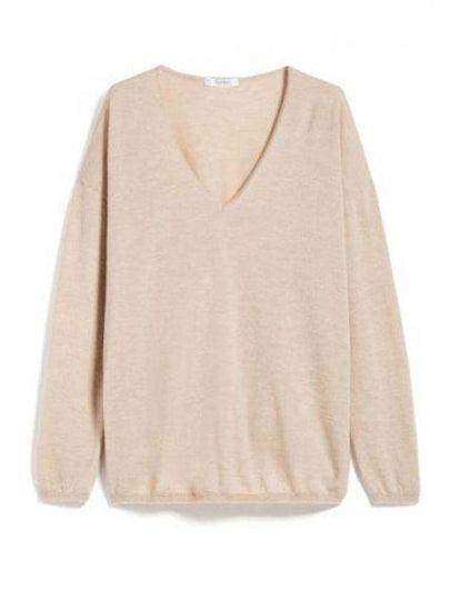 Freccia V-neck Cashmere Knit Top Beige - MAX MARA - BALAAN 2