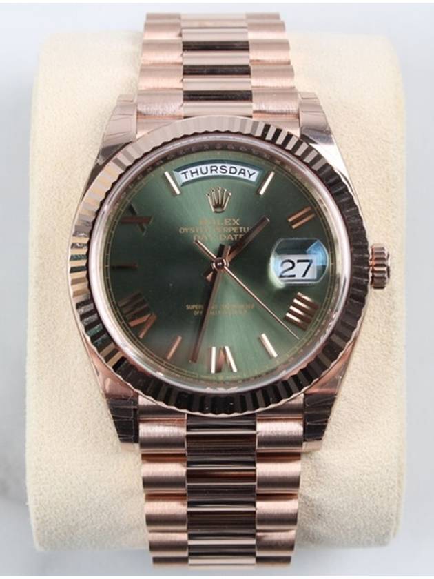 Rolex Day Date Rose Gold Olive Green 23 Years - ROLEX - BALAAN 1