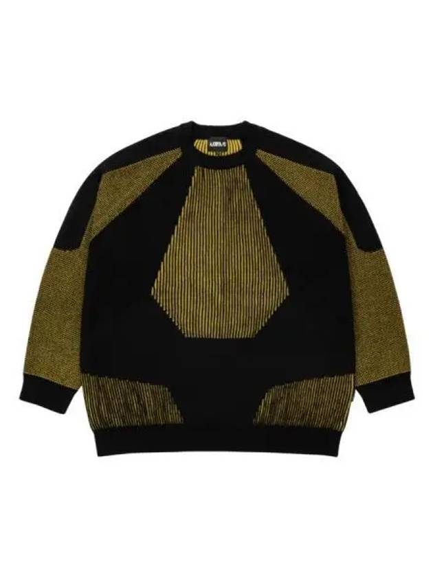 Paneled mixed knit sweater black - AJOBYAJO - BALAAN 1