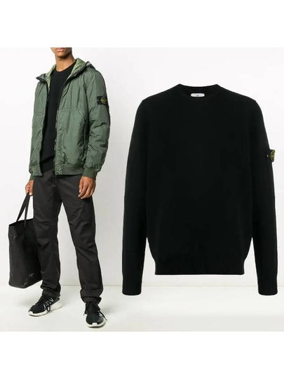 Stretch Wool Crewneck Knit Top Black - STONE ISLAND - BALAAN 2