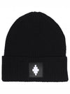 Logo Patch Ribbed Wool Beanie Black - MARCELO BURLON - BALAAN 2