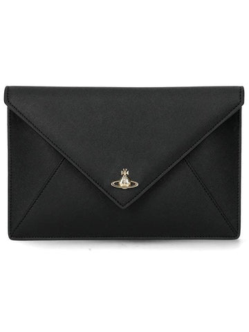 Saffiano Envelope Clutch Bag Black - VIVIENNE WESTWOOD - BALAAN 1