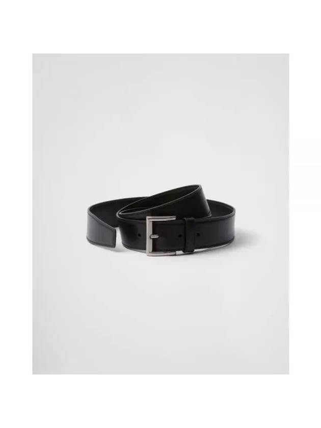 Leather Belt Black Black - PRADA - BALAAN 1