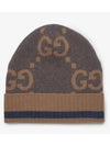 GG Monogram Knit Cashmere Beanie Blue Beige - GUCCI - BALAAN 2