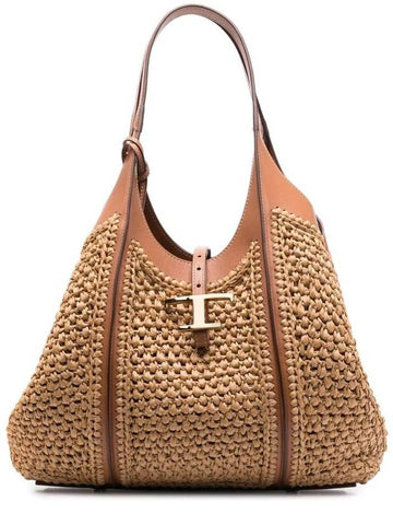 Timeless Raffia Tote Bag XBWTSBAR300RGM - TOD'S - BALAAN 1