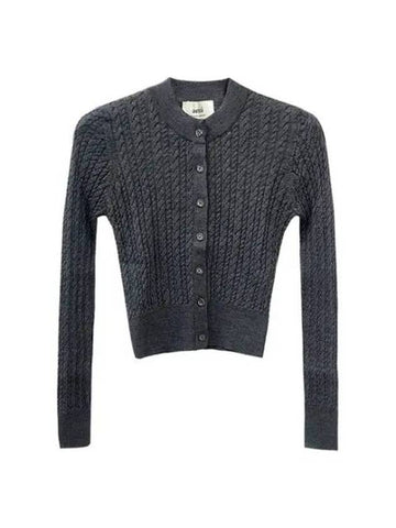 Wool Cardigan Grey - AMI - BALAAN 1